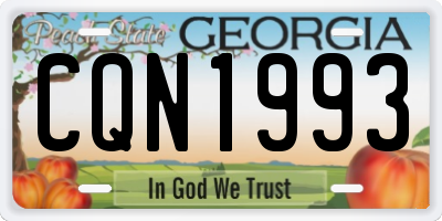 GA license plate CQN1993