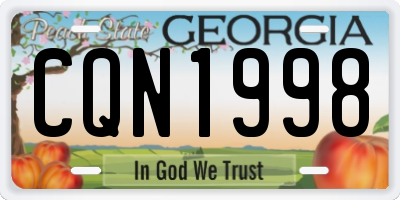 GA license plate CQN1998