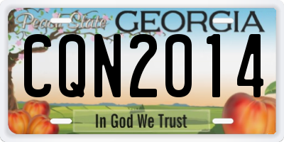 GA license plate CQN2014
