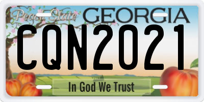 GA license plate CQN2021