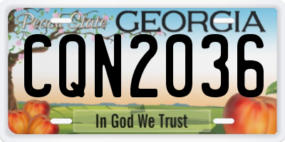 GA license plate CQN2036
