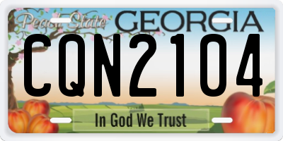 GA license plate CQN2104