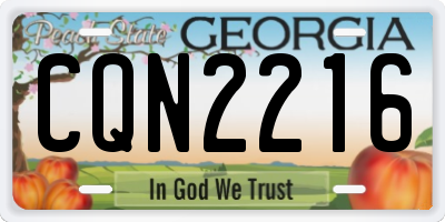 GA license plate CQN2216