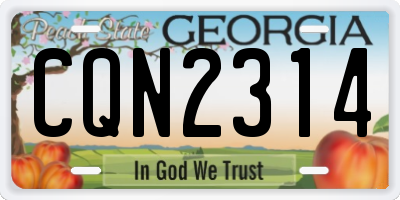 GA license plate CQN2314