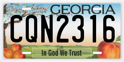 GA license plate CQN2316