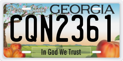GA license plate CQN2361