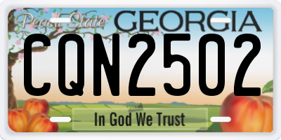 GA license plate CQN2502