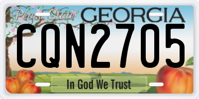 GA license plate CQN2705
