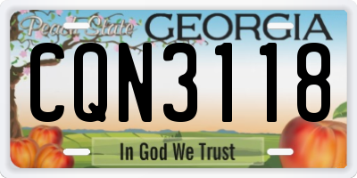 GA license plate CQN3118