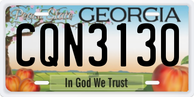 GA license plate CQN3130