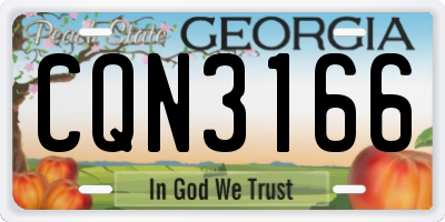 GA license plate CQN3166