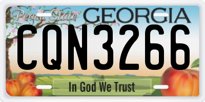 GA license plate CQN3266