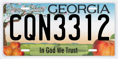GA license plate CQN3312