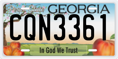 GA license plate CQN3361