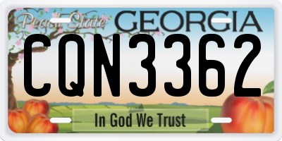 GA license plate CQN3362