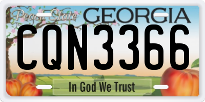 GA license plate CQN3366