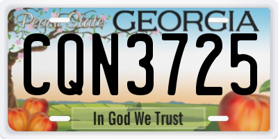GA license plate CQN3725