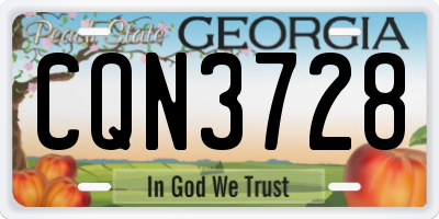 GA license plate CQN3728