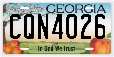 GA license plate CQN4026