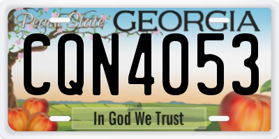 GA license plate CQN4053