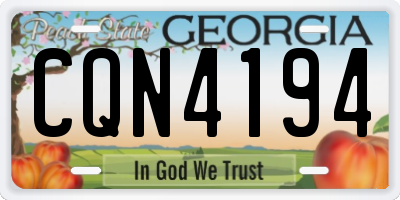 GA license plate CQN4194