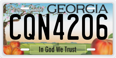 GA license plate CQN4206