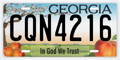 GA license plate CQN4216