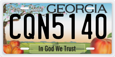 GA license plate CQN5140