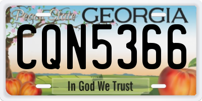 GA license plate CQN5366