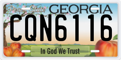 GA license plate CQN6116