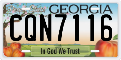 GA license plate CQN7116