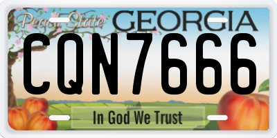 GA license plate CQN7666