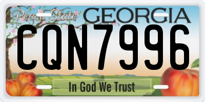 GA license plate CQN7996