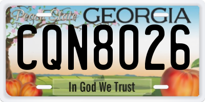 GA license plate CQN8026