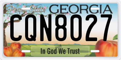 GA license plate CQN8027