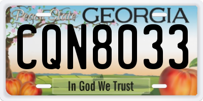 GA license plate CQN8033