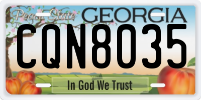 GA license plate CQN8035