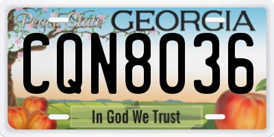 GA license plate CQN8036
