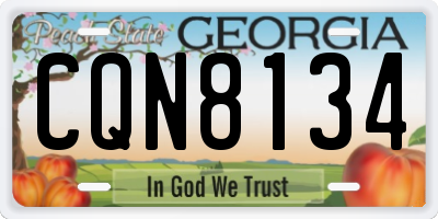 GA license plate CQN8134