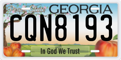 GA license plate CQN8193