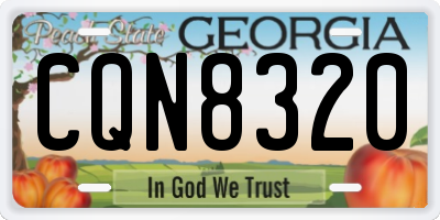 GA license plate CQN8320