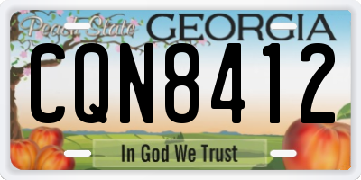 GA license plate CQN8412