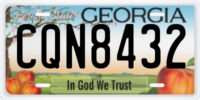 GA license plate CQN8432
