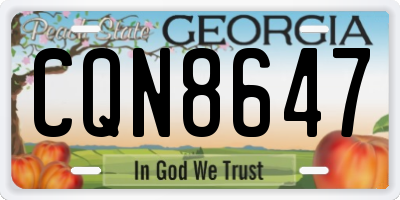 GA license plate CQN8647