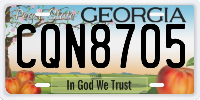 GA license plate CQN8705