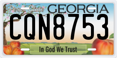 GA license plate CQN8753