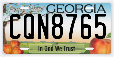 GA license plate CQN8765