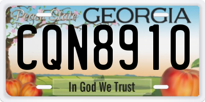 GA license plate CQN8910