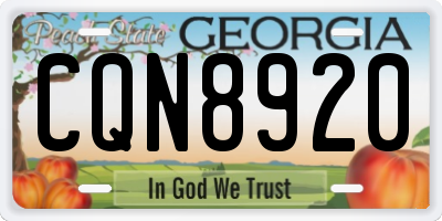 GA license plate CQN8920