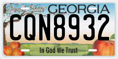 GA license plate CQN8932
